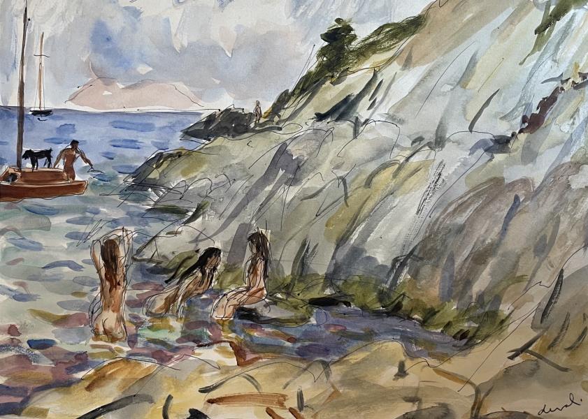 Baigneuses dans les rochers