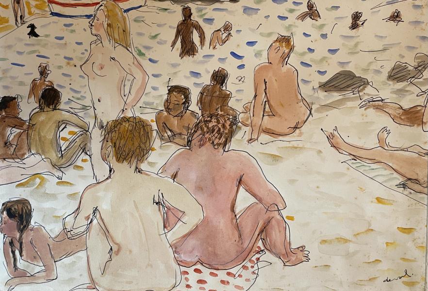 Sur la plage, nus en foule, Iles du Levant