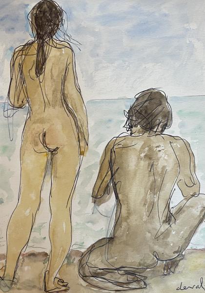 Deux nus sur la plage, Iles du Levant