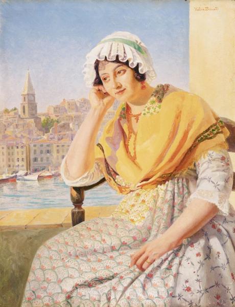 Mme Contencin sur sa terrasse quai de Rive Neuve