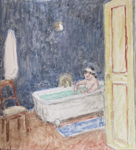 La porte ouverte sur la baignoire