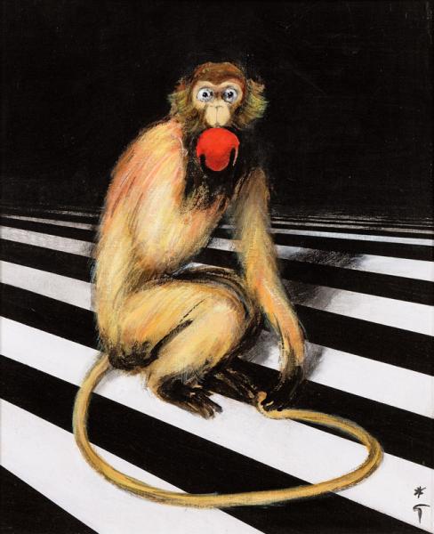 Petit singe à la pomme